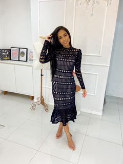 Vestido preto renda crochê - loja online