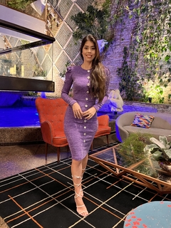 Vestido roxo tweed com lurex - comprar online