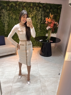 Vestido off com detalhes em tweed - comprar online