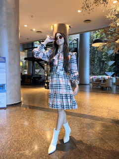 Vestido xadrez estampa burberry - comprar online