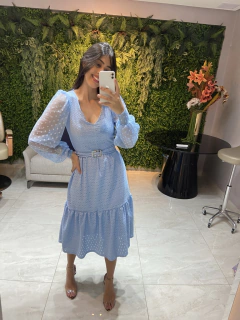 Vestido azul laiser crepe - Erica Rafaelly