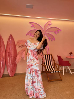 Vestido longo sereia e ciganinha estampado - Erica Rafaelly