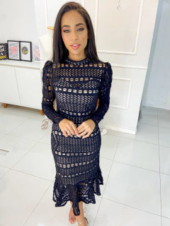 Vestido preto renda crochê - comprar online