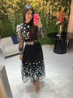 vestido tule bordado preto e azul na internet