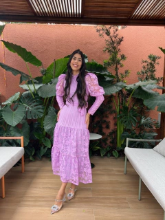 Vestido lavanda mix de renda - loja online