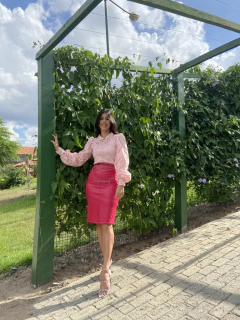 Vestido blusa cambraia e saia napa na internet