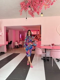vestido tule tubinho estampado