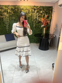 vestido off com cianinhas - comprar online