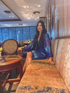 Azul Transpassado Renda Mesclada - Erica Rafaelly