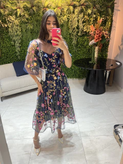 vestido tule bordado azul marinho na internet