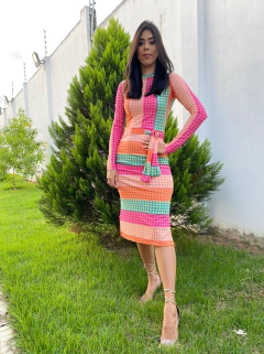 Tubinho midi estampa listrada