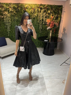 Vestido preto todo de couro fake - comprar online