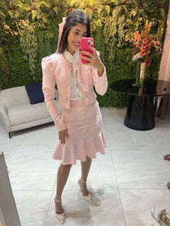 Conjunto de tweed rosa