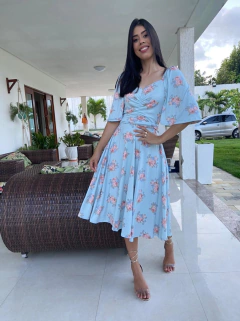 Azul com estampa floral - comprar online