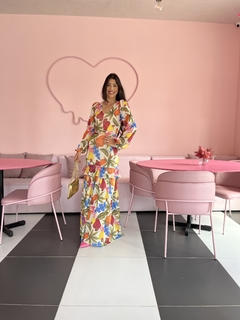 Vestido longo tule estampado