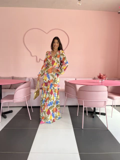 Vestido longo tule estampado