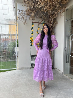 Vestido lavanda mix de renda - comprar online
