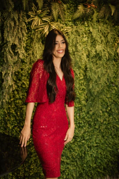 Vestido renda marsala com paetês - comprar online