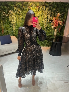 Vestido gripir preto de lurex dourado na internet
