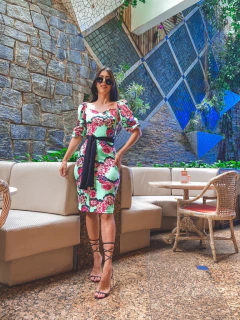 Tubinho verde com estampa floral