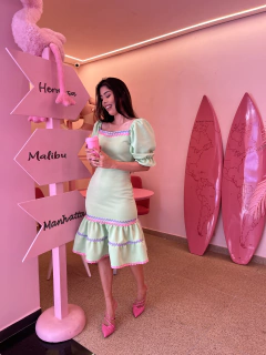 Vestido verde candy com cianinhas - comprar online