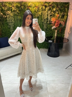 Vestido godê off mix gripir e tule - Erica Rafaelly