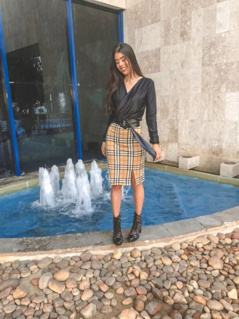 Vestido veludo e xadrez