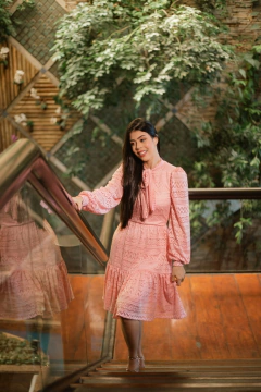 Vestido laiser rosê golinha na internet