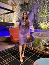 Vestido roxo tweed com lurex