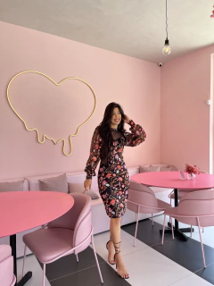 Vestido preto em tule bordado - Erica Rafaelly