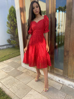 Vestido vermelho 3 Marias de renda - loja online