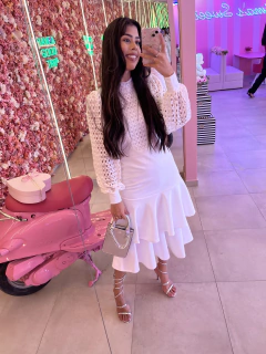 Vestido branco laiser dois babados - loja online