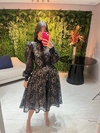 Vestido gripir preto de lurex dourado