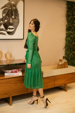 Vestido Glitter verde soltinho - loja online
