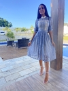 Vestido Azul bebê com detalhes de bico