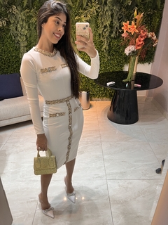 Imagem do Vestido off com detalhes em tweed