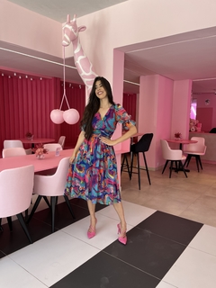 Imagem do Vestido tule estampa alegre franzido