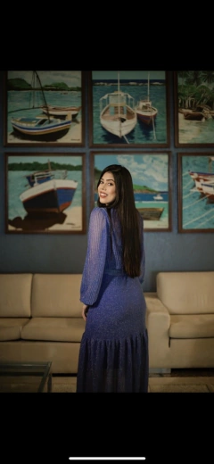 Vestido longo Lurex azul na internet