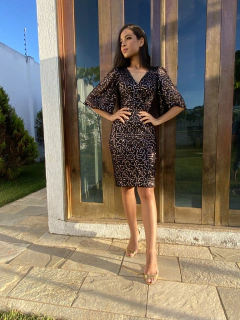 Vestido Paete preto e dourado - Erica Rafaelly