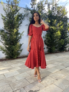 Vestido plissado vermelho