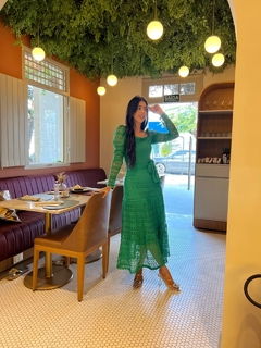 Vestido renda tricot verde na internet