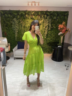 Vestido 3 marias verde neon