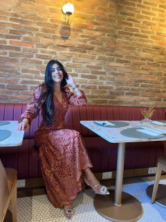 Vestido cambraia bordada terracota na internet