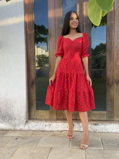 Vestido vermelho 3 Marias de renda