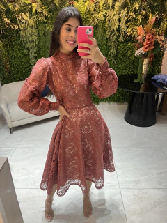 vestido ladylike renda lurex - comprar online