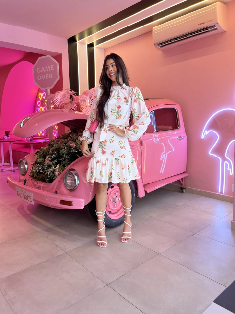 Vestido estampado cetim