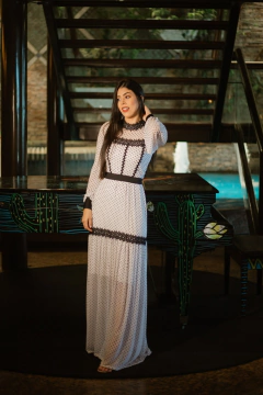 Vestido longo poá PeB de tule com aviamentos - comprar online