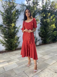 Vestido plissado vermelho - comprar online