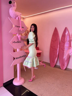 Vestido verde candy com cianinhas - loja online