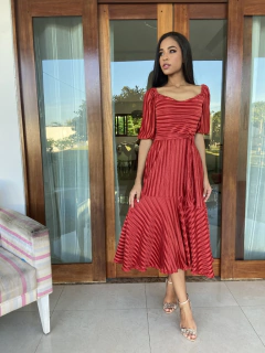 Vestido plissado vermelho - Erica Rafaelly